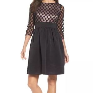 Eliza J Dot Mesh Bodice fit & flare dress!
